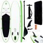 vidaXL SUP-Board-Set, aufblasbar, grün-weiß, mit Paddel, Pumpe und Zubehör.
