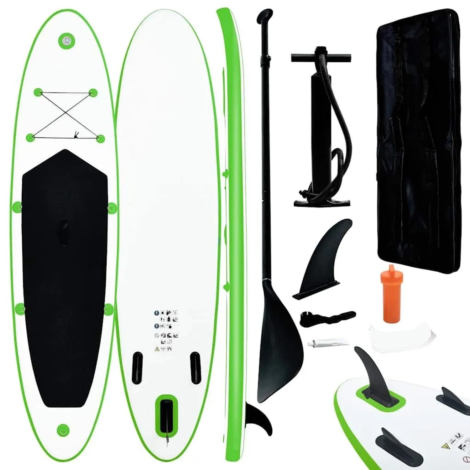 vidaXL SUP-Board-Set Aufblasbar Grün und Weiß 92734