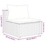 vidaXL Gartenmöbel: Lounge-Set, 11-teilig, schwarzes Poly Rattan mit Kissen. Detailaufnahme der Maße.