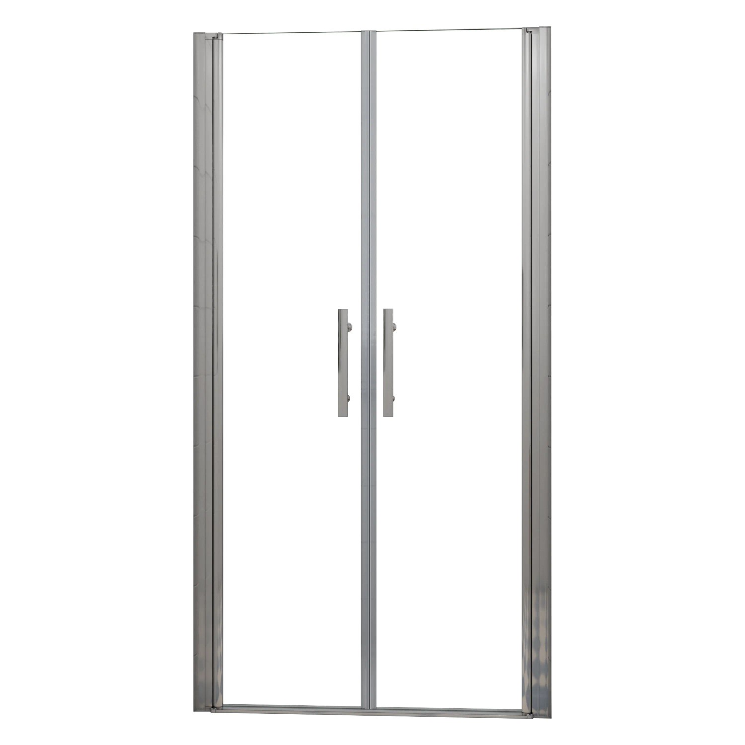 AICA Nischen-Duschabtrennung Doppeltür Pendelsystem 75x195cm 6mm ESG Nanoglas Duschtür Dusche Alu Chrom