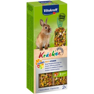 Vitakraft Kräcker Multi Vitamin für Zwergkaninchen, 2 Stück. Nager-Snack ohne Zuckerzusatz.