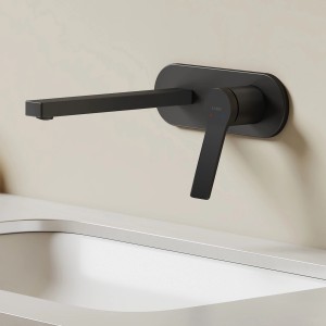 Emke Wand Waschtischarmatur Inklusive Grundkörper 288 x 210 x 70 mm Schwarz Mischbatterie für Waschbecken