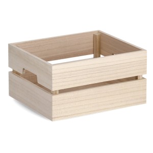 Naturfarbene Zeller Allzweckkiste aus Holz, 15x20x28 cm, mit Tafel zum Beschriften.