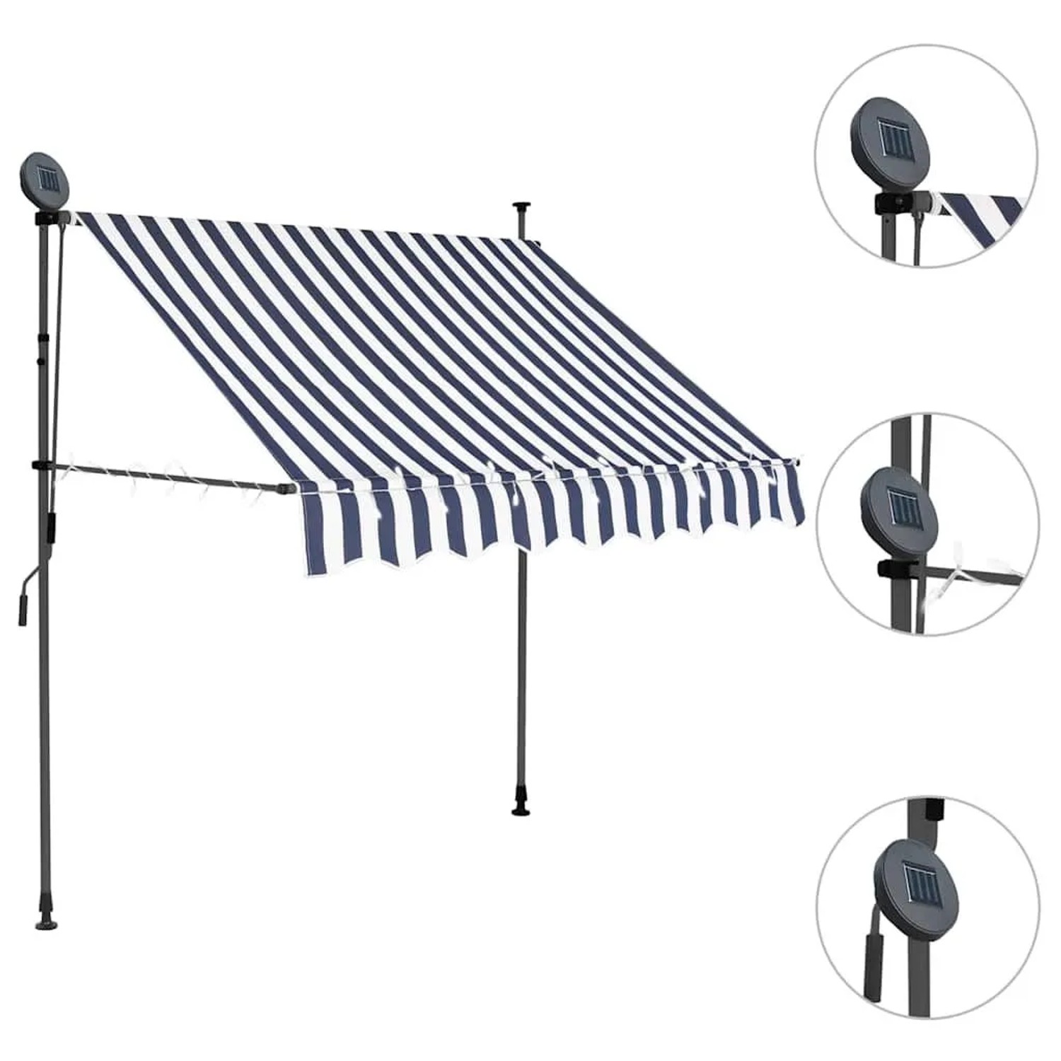 vidaXL Einziehbare Markise Handbetrieben mit LED 100 cm Blau und Weiß 145841_3