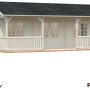 Palmako Sandra Holz-Gartenhaus, naturbelassen, mit Satteldach und Veranda.
