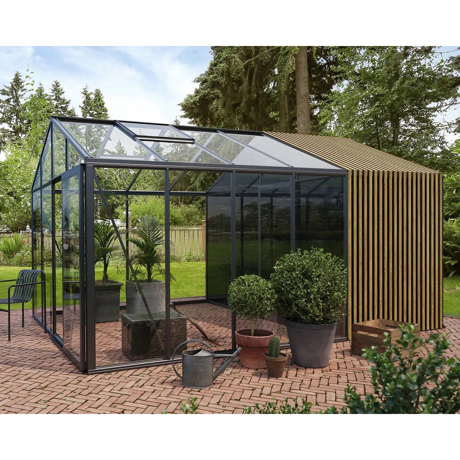 Bloomcabin Premium-Qualität Gewächshaus Klassik mit Mittlerem Integriertem Stauraum mit Accoya-Fusion GHCMSAF12