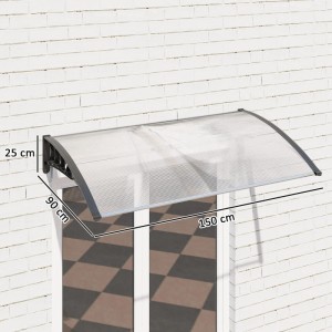 Outsunny Vordach 90: Gebogenes Polycarbonat-Vordach mit UV-Schutz über einer Tür.
