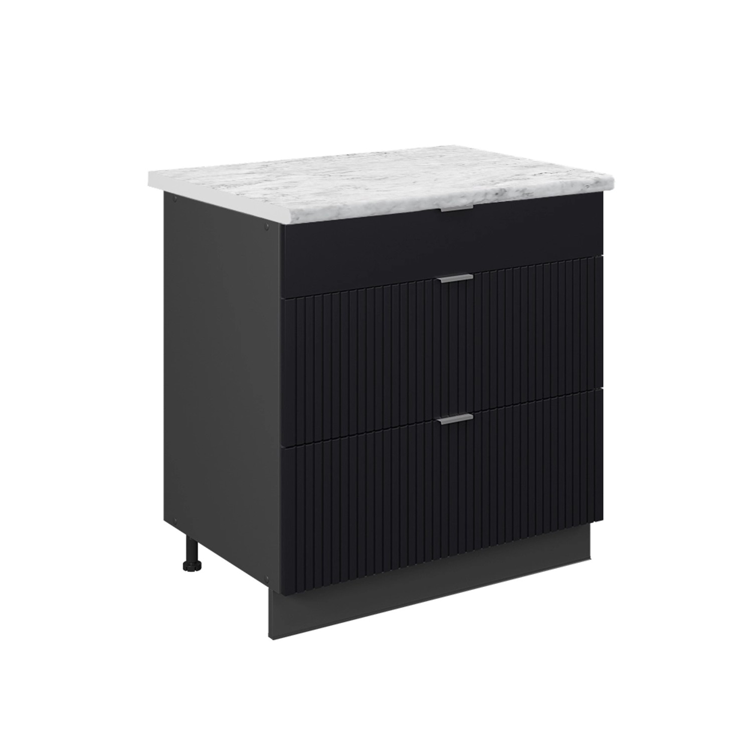 Vicco Küchenunterschrank Fame-Line Schwarz Gestreift 80 cm mit 3 Schubladen günstig online kaufen
