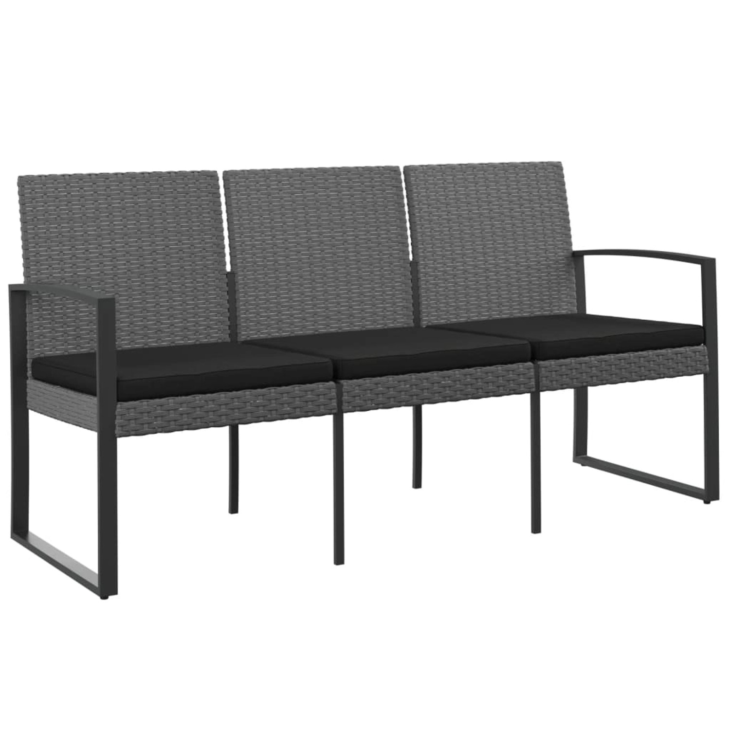 vidaXL Gartenbank 3-Sitzer mit Kissen Dunkelgrau PP-Rattan 360214 günstig online kaufen