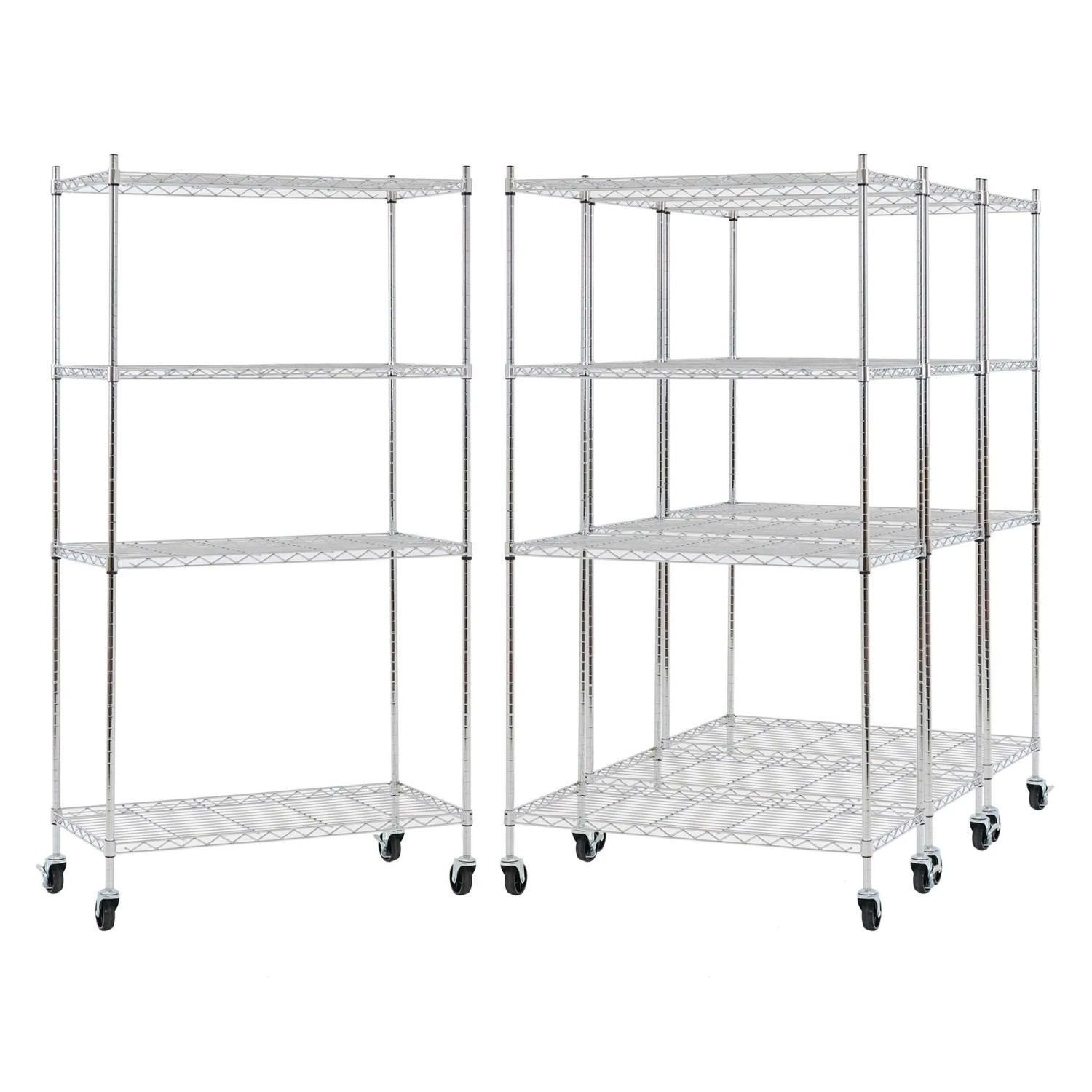PROREGAL Mega Deal 4X Gitterregal HADES Mit Rollen & 4 Gitterböden Metall 160x90x40cm Fachlast 75kg Metallregal Chrom  Silber Küchenregal Aufbewahrung