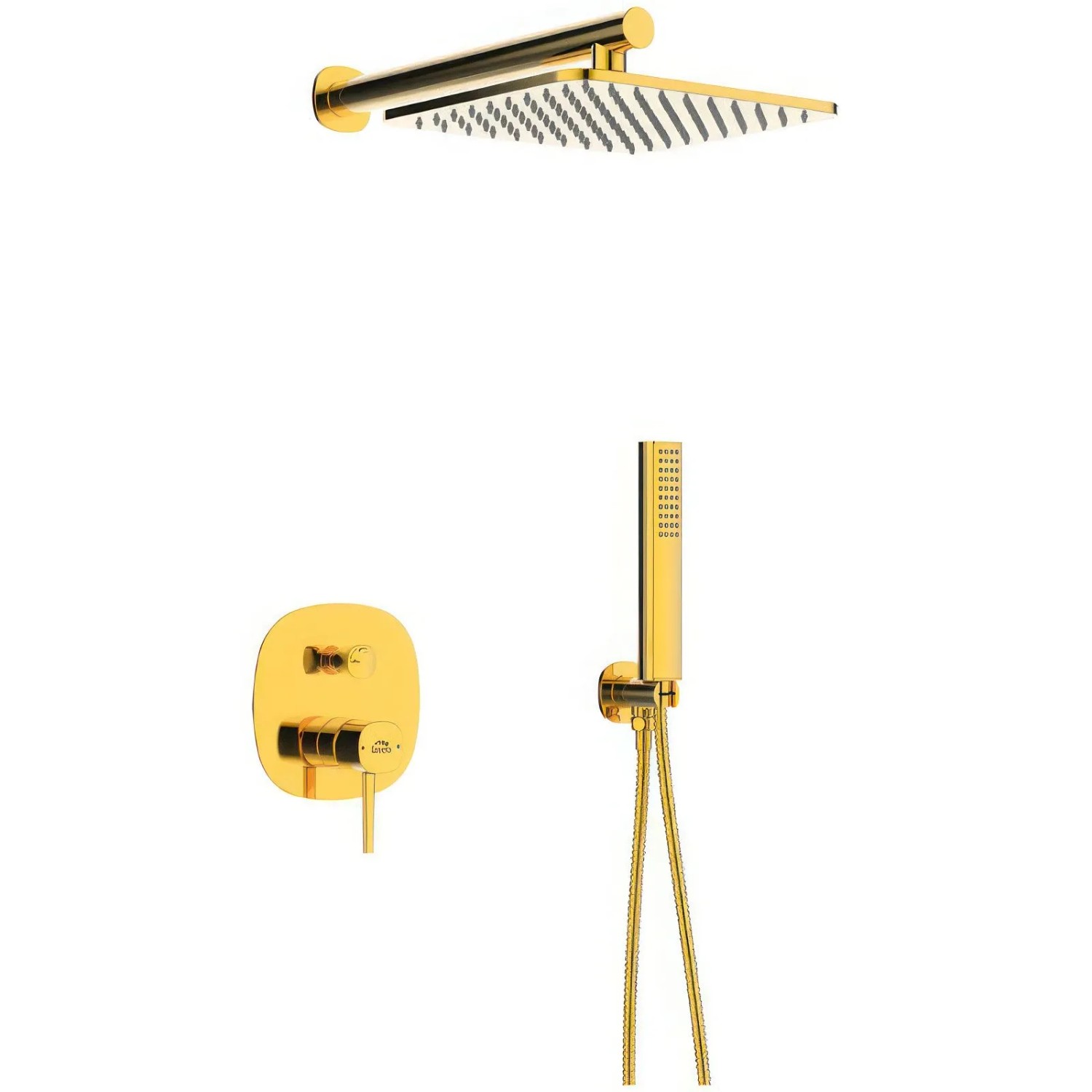 KOLMAN Komplettes Duschsystem Unterputz Armatur Wasserhahn mit Kopfbrause in Gold