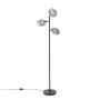 QAZQA Stehlampe Schwarz mit Gold mit Rauchglas 3 Lichter Zuzanna