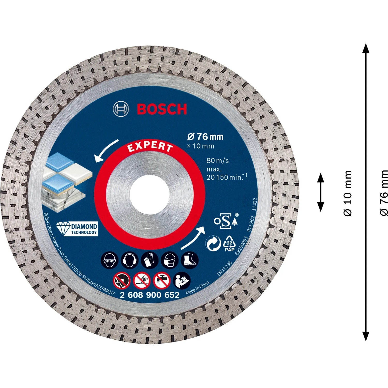 Bosch Diamanttrennscheibe Für Fliesen – Ø 110 Mm, Für Winkelschleifer, Saubere Schnitte