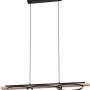 Moderne LED Hängeleuchte Boyal mit 3 Leuchten, Holz- und Metalldesign in Weiß, Schwarz und Braun.