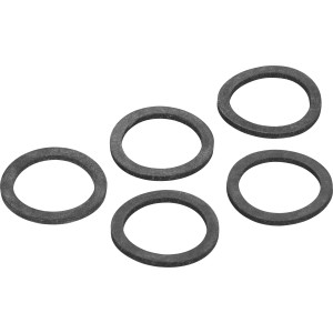 5 schwarze Verschraubungsdichtungen aus Gummi, 2 mm stark, Ø 23/30 mm, für Schlauchverbindungen.