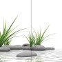 Schulte Duschrückwand Zen-Steine: Deko-Paneel mit Steinen und Gras im Wasser für Bad und Dusche.