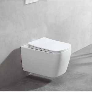 Glasdeals Wand-WC, spülrandlos mit SoftClose Sitz, weiße Keramik für moderne Bäder.