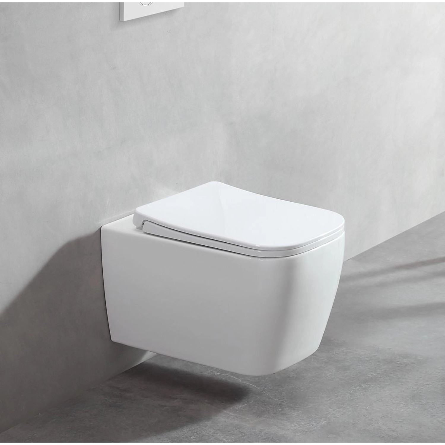 Glasdeals Wand-WC, spülrandlos mit SoftClose Sitz, weiße Keramik für moderne Bäder.