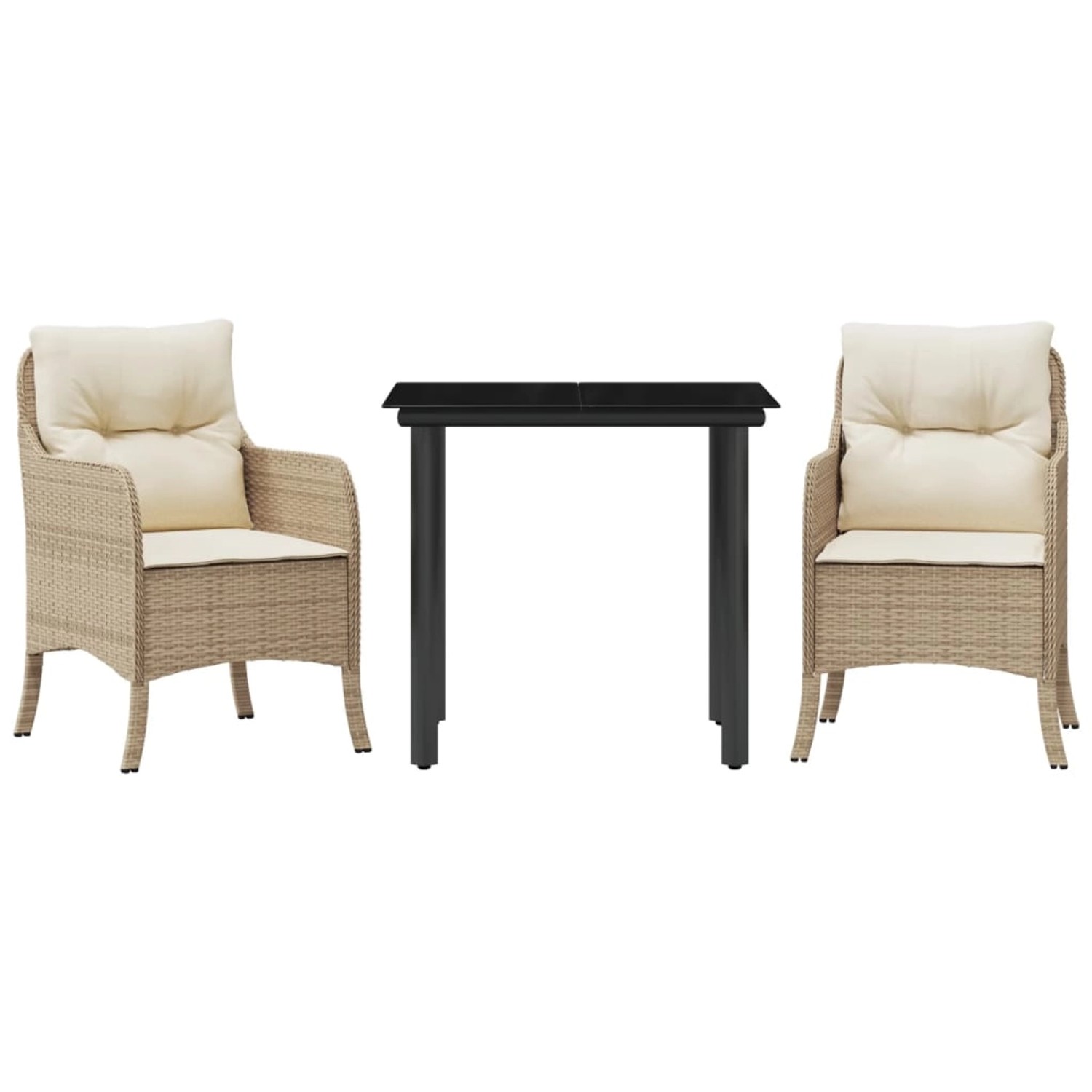 vidaXL 3-Tlg Garten-Essgruppe mit Kissen Beige Poly Rattan 3211969 günstig online kaufen