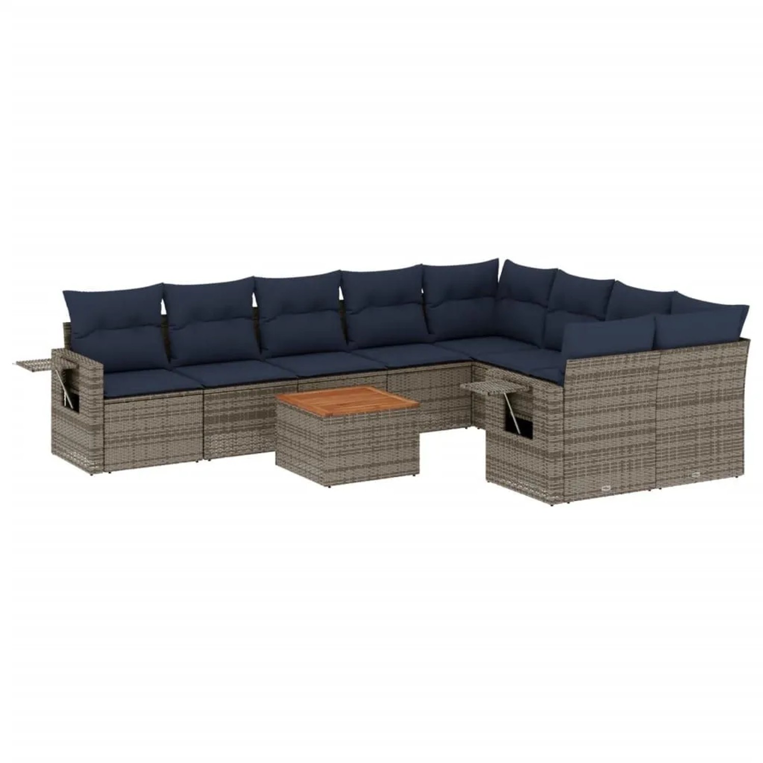 vidaXL 10-Tlg Gartensofa-Set mit Kissen Grau Polyrattan 3224724 günstig online kaufen