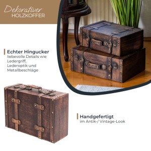 Vintage Koffer-Set aus Holz, ideal zur Aufbewahrung und als Deko im Retro-Look.