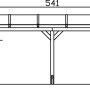 Technische Zeichnung: Skan Holz Carport Vogtland 300x541 cm, Eiche hell, mit Maßangaben.