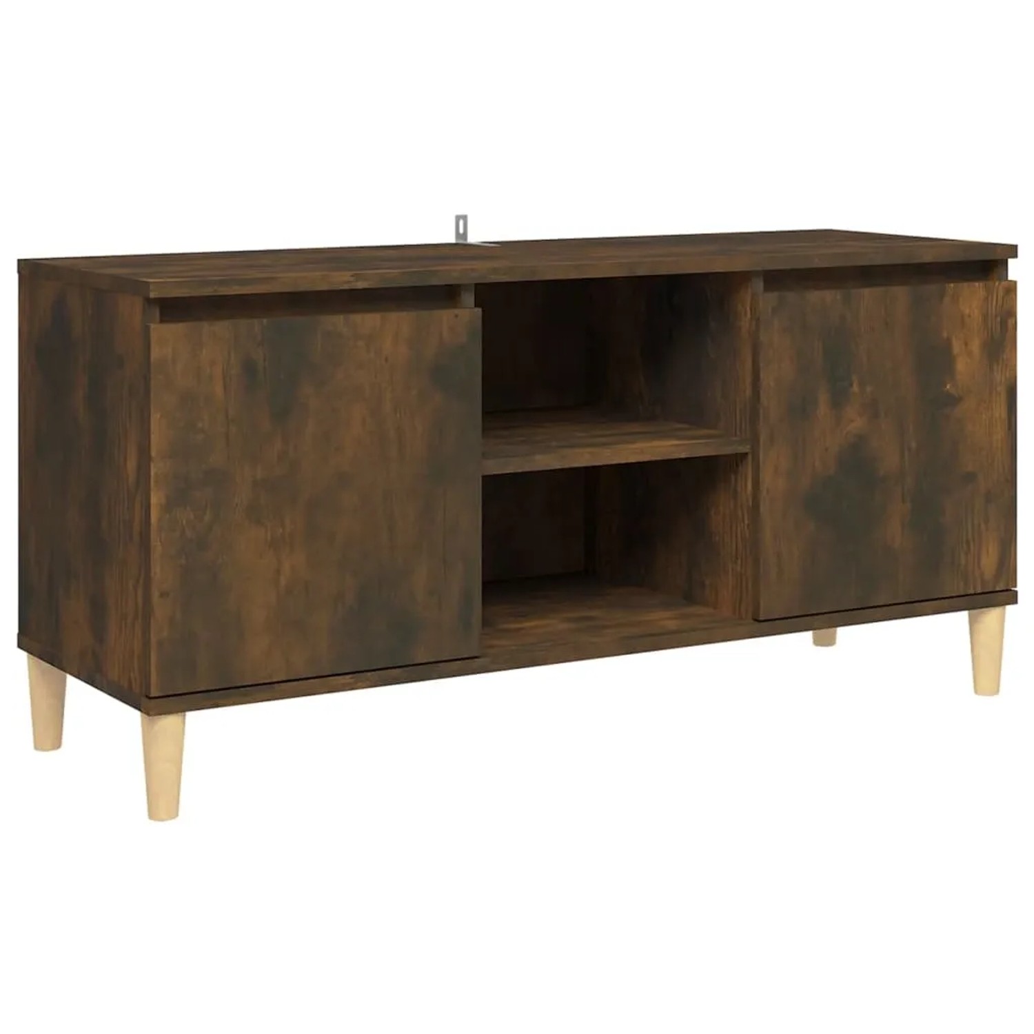 vidaXL TV-Schrank mit Massivholz-Beinen Räuchereiche 103,5x35x50 cm 813158