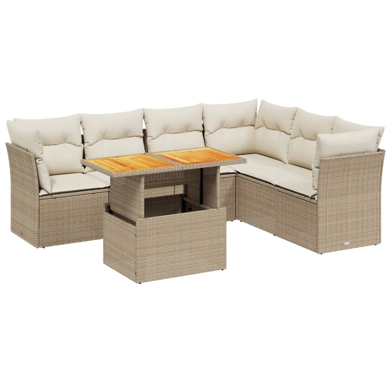 vidaXL 7-tlg Garten-Sofagarnitur mit Kissen Beige Poly Rattan Modell 360 günstig online kaufen