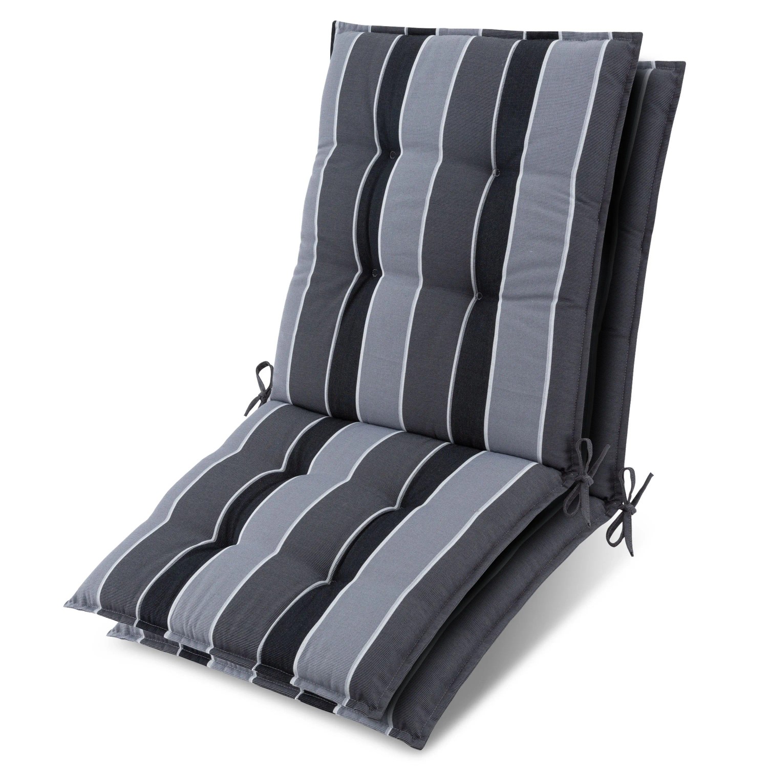 Beautissu 2x Niederlehner Auflage Sun-NL 100x50x8cm Anthrazit-Gestreift