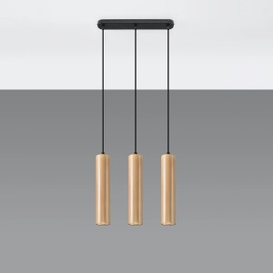 Sollux Lighting Hängeleuchte Lino 3 aus Holz, skandinavische Lampe für Esszimmer & Wohnzimmer.