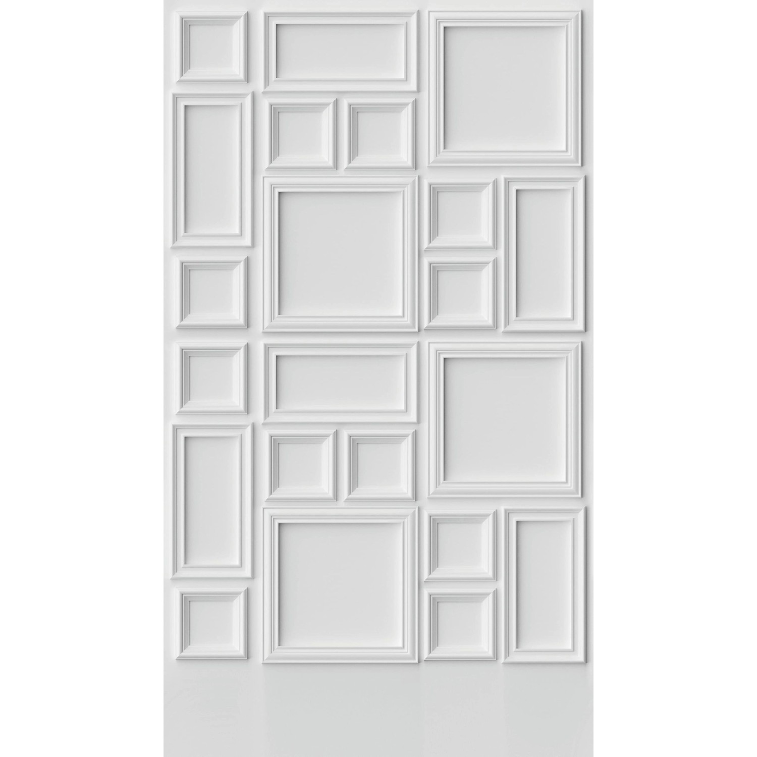 PROFHOME Fototapete in Weiß/Grau mit 3D-Rahmenmuster für Wohnräume.