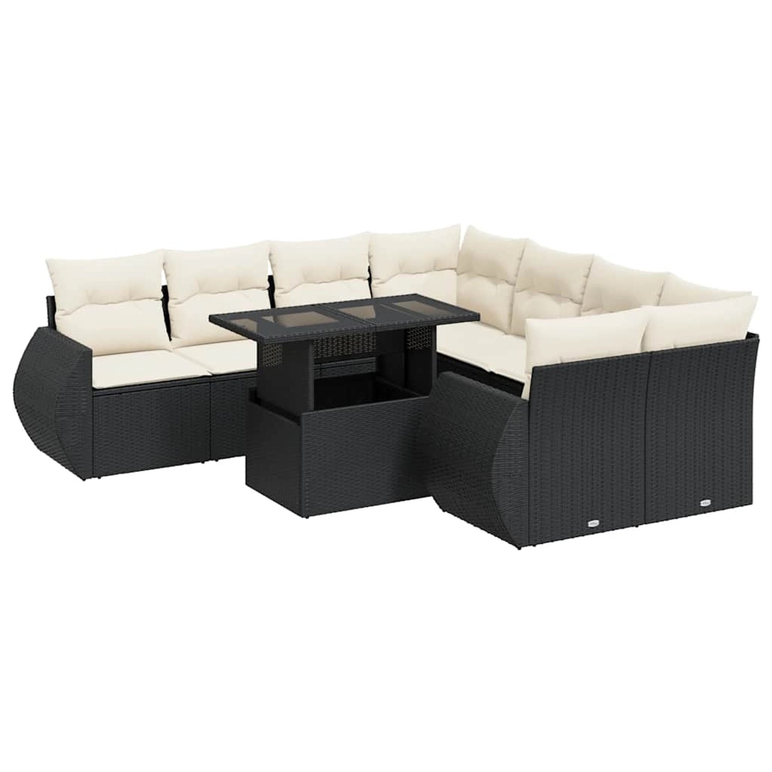 vidaXL 9-Tlg Garten-Sofagarnitur mit Kissen Schwarz Poly Rattan 3326607 günstig online kaufen