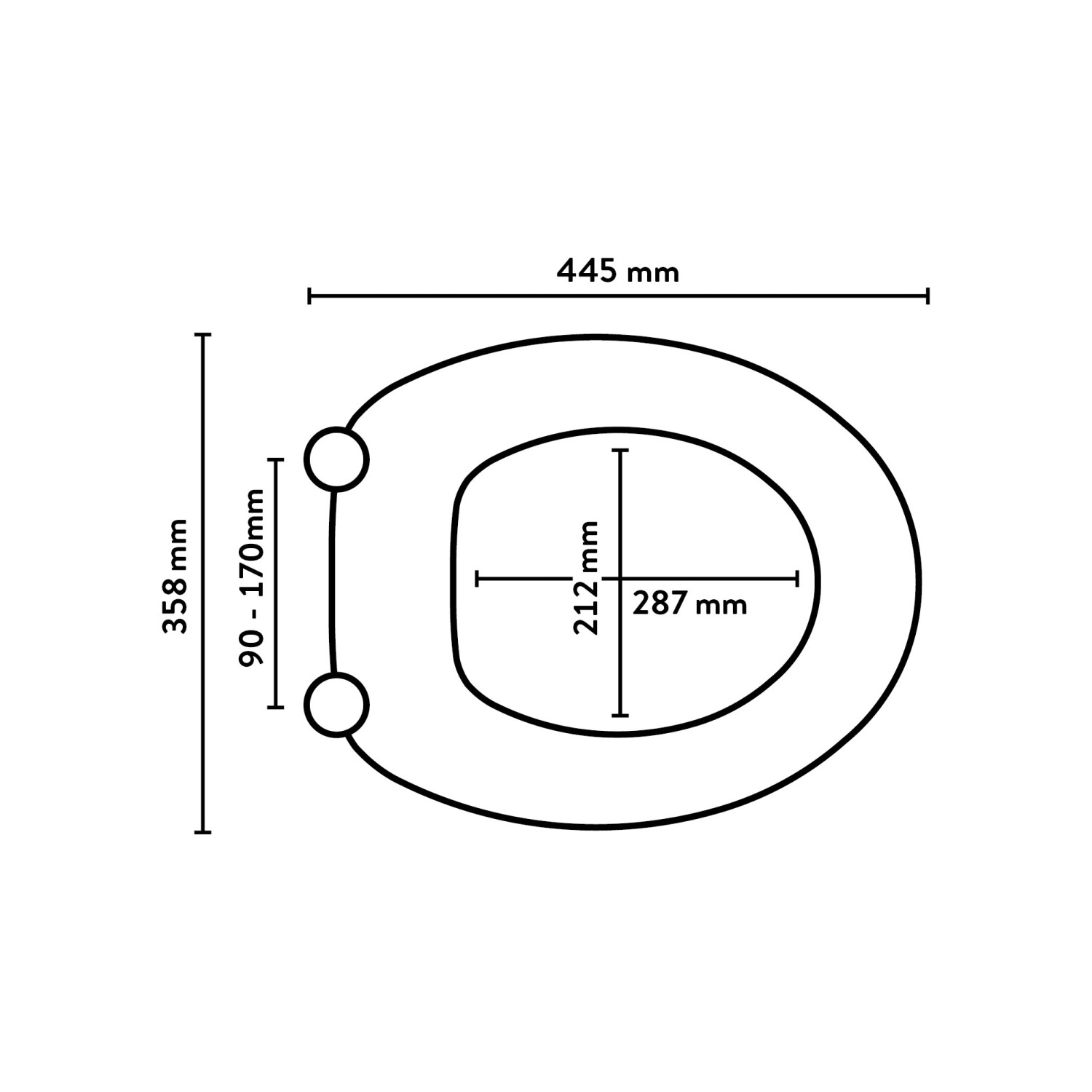 Technische Zeichnung: baliv WC-Sitz Fogo mit Maßen, Kinder-Toilettensitz.
