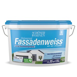 Eimer Schöner Wohnen Universal Fassadenweiss, 5L, matt. Fassadenfarbe für Aussen.