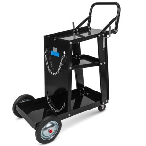 Mobiler Schweißwagen TRUTZHOLM mit 3 Ablagen und Gasflaschenhalterung, ideal für Werkstatt und Baustelle.