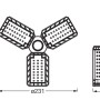 Technische Zeichnung Osram E27 Highbay Blade LED Leuchtmittel mit Maßen.
