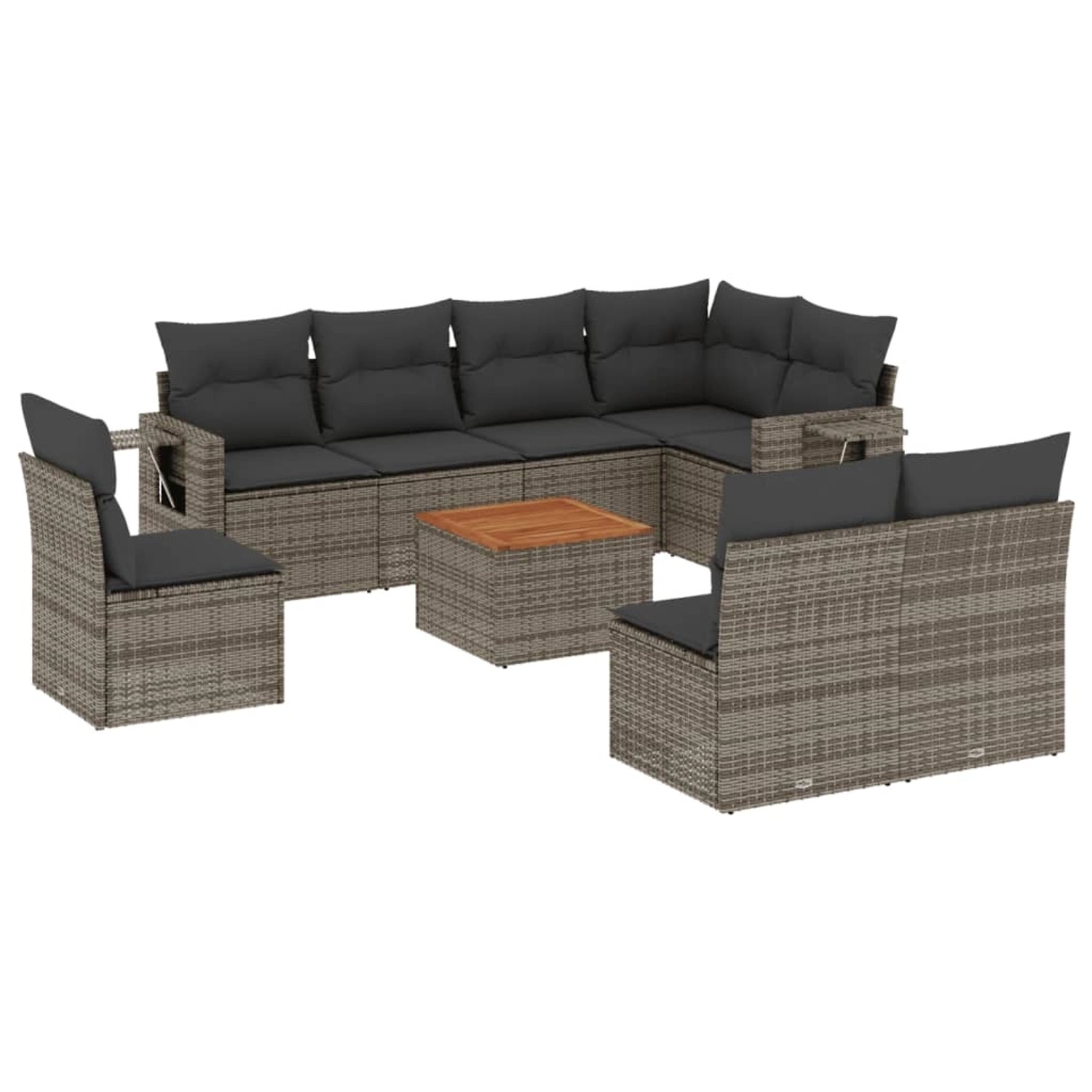 vidaXL 9-Tlg Garten-Sofagarnitur mit Kissen Grau Poly Rattan 3256935 günstig online kaufen