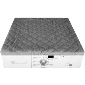 Anthrazitfarbener Trockner- und Waschmaschinenbezug 60x60 cm mit Rautenmuster auf einer Waschmaschine.
