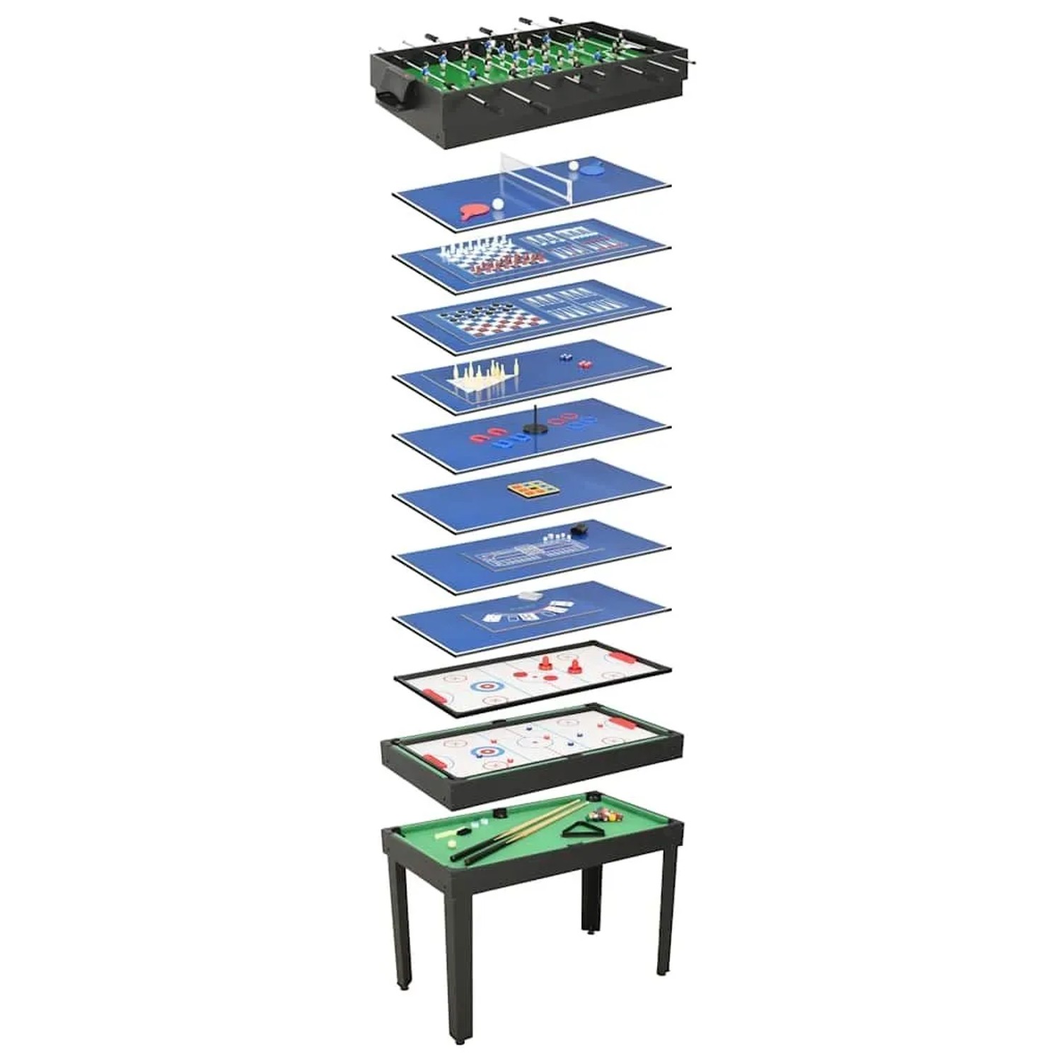 vidaXL 15-in-1 Multigame-Tisch 121x61x82 cm Schwarz 91945
