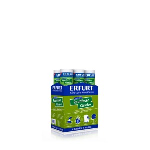 Erfurt Rauhfaser Classico Tapeten-Set mit 6 Rollen, je 20x0,53m, in grüner Verpackung. Überstreichbare Raufasertapete.