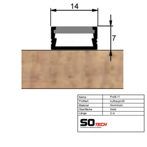 SOTECH LED Profil 11 Weiß Klar 2m für LED Streifen