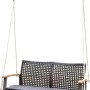 Braune Garden Pleasure Hängebank Cuneo aus Rattan und Holz, ideal für den Garten.