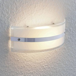 Moderne Lindby LED Wandlampe Zinka in Weiß mit Chromstreifen für Wohnzimmer.
