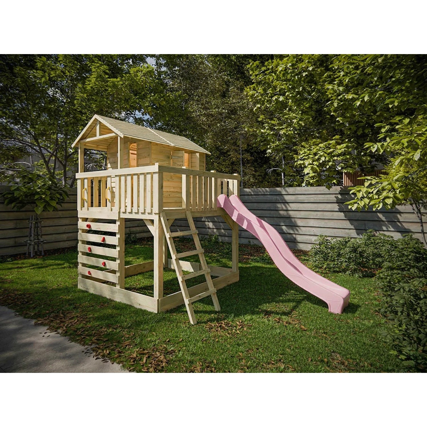 Belladoor Stelzenhaus Noah Kesseldruckimprägniert Inklusive Rutsche Pastellrosa