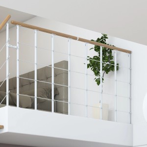 Dolle Brüstungsgeländer Boston Startset, 100 cm, weiß mit Eiche Handlauf.