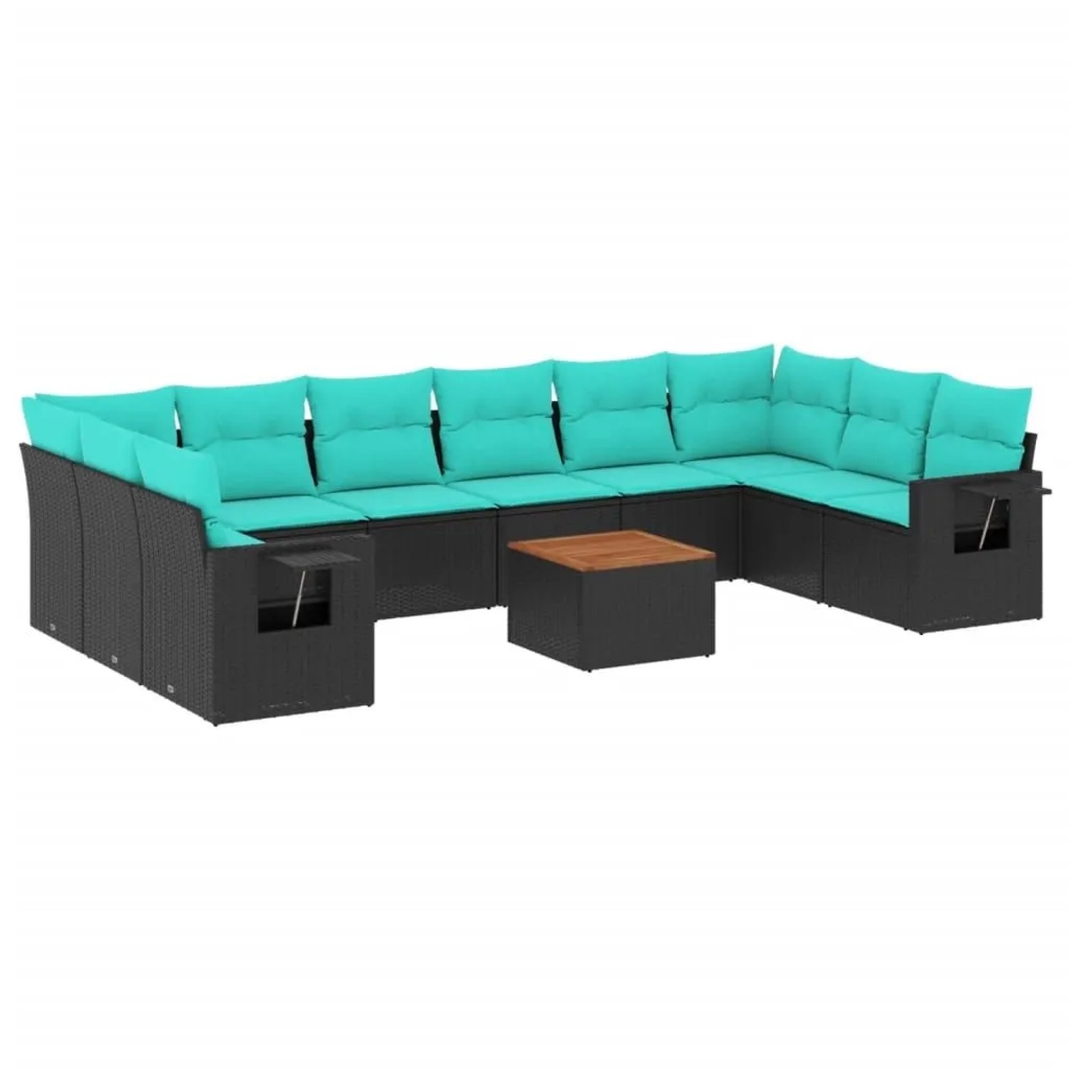 vidaXL 11-Tlg Gartensofa-Set mit Kissen Schwarzes Polyrattan 3224734 günstig online kaufen