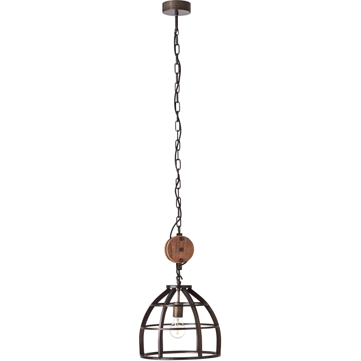 Antik-schwarze Pendelleuchte Matrix 2 von Brilliant, 34 cm Durchmesser, mit Kettenaufhängung.