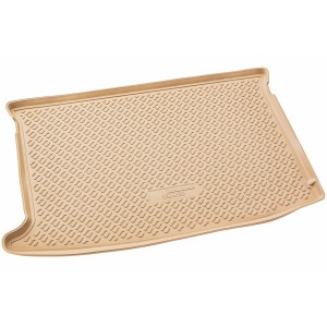 Beige Gummi Kofferraumwanne für Hyundai i20 II ab 2014, passgenau und mit erhöhtem Rand.