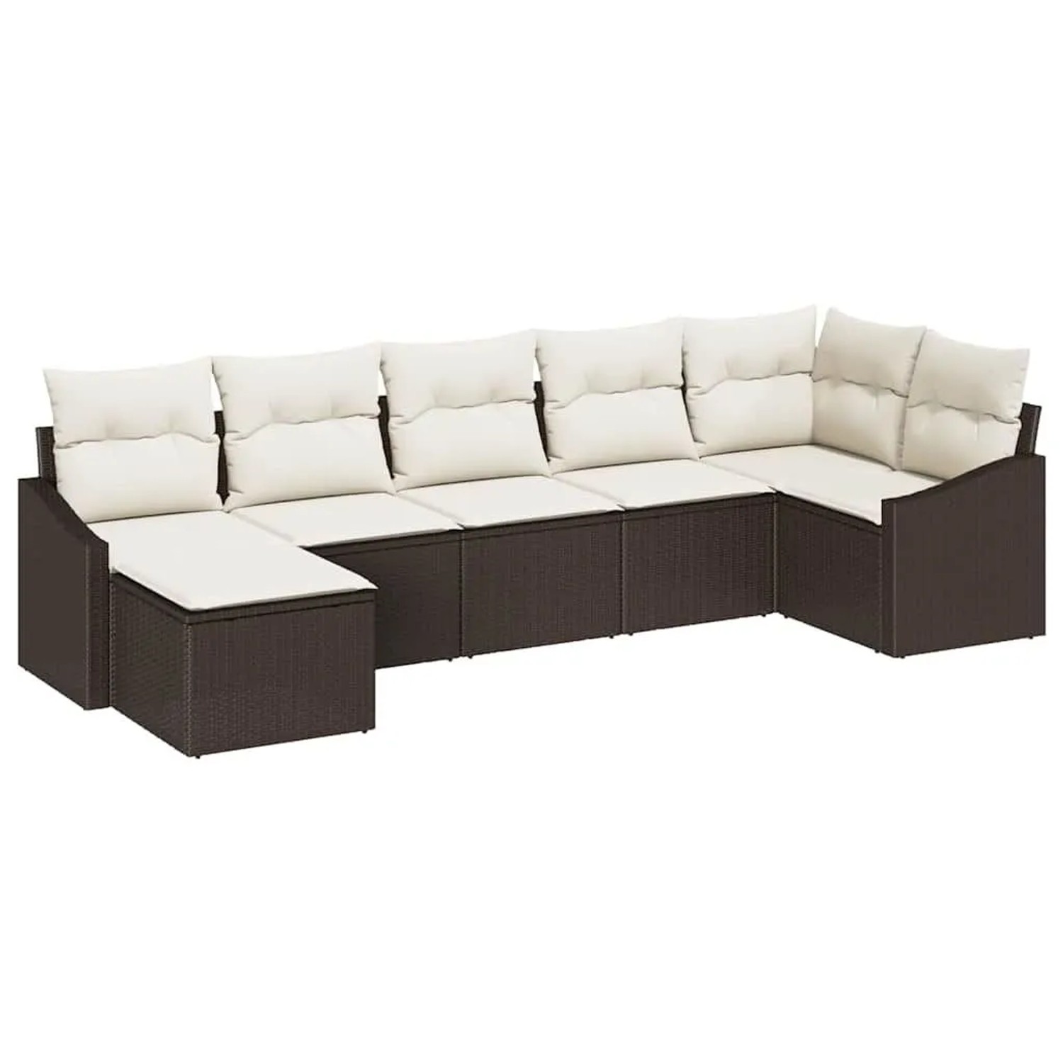vidaXL Garten-Sofa-Set mit Kissen 7 Tlg Braun und Creme Poly-Rattan 3355477