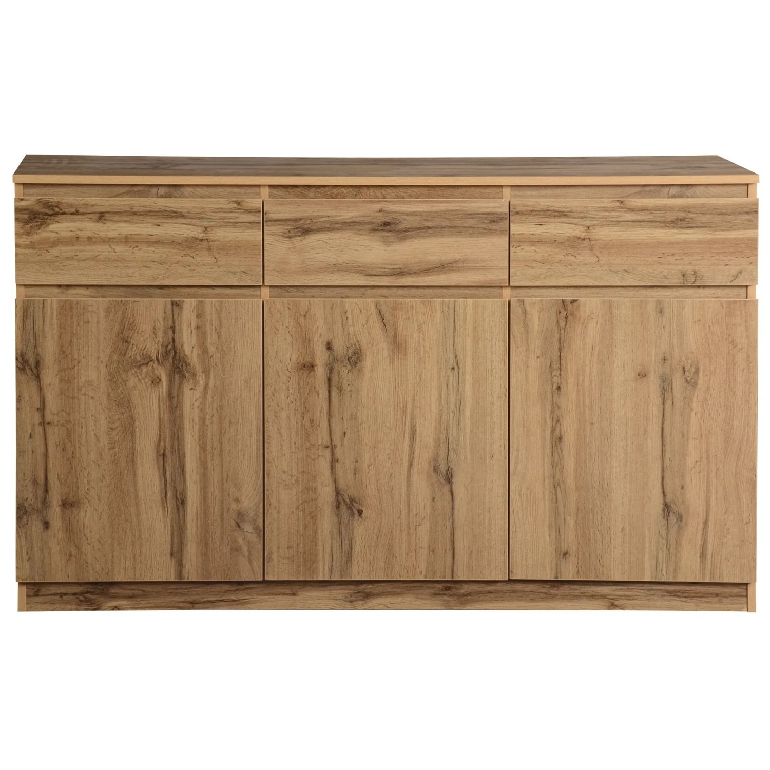 Merax Sideboard 3 Türen 3 Schubladen Stauraumschrank Holzoptik